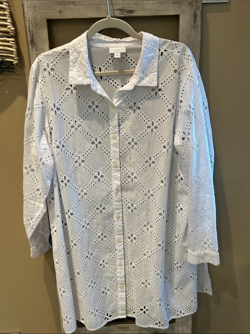 J. Jill White Eyelet Button-Down Shirt